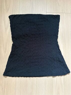 Zara Black Textured Strapless Tube Top